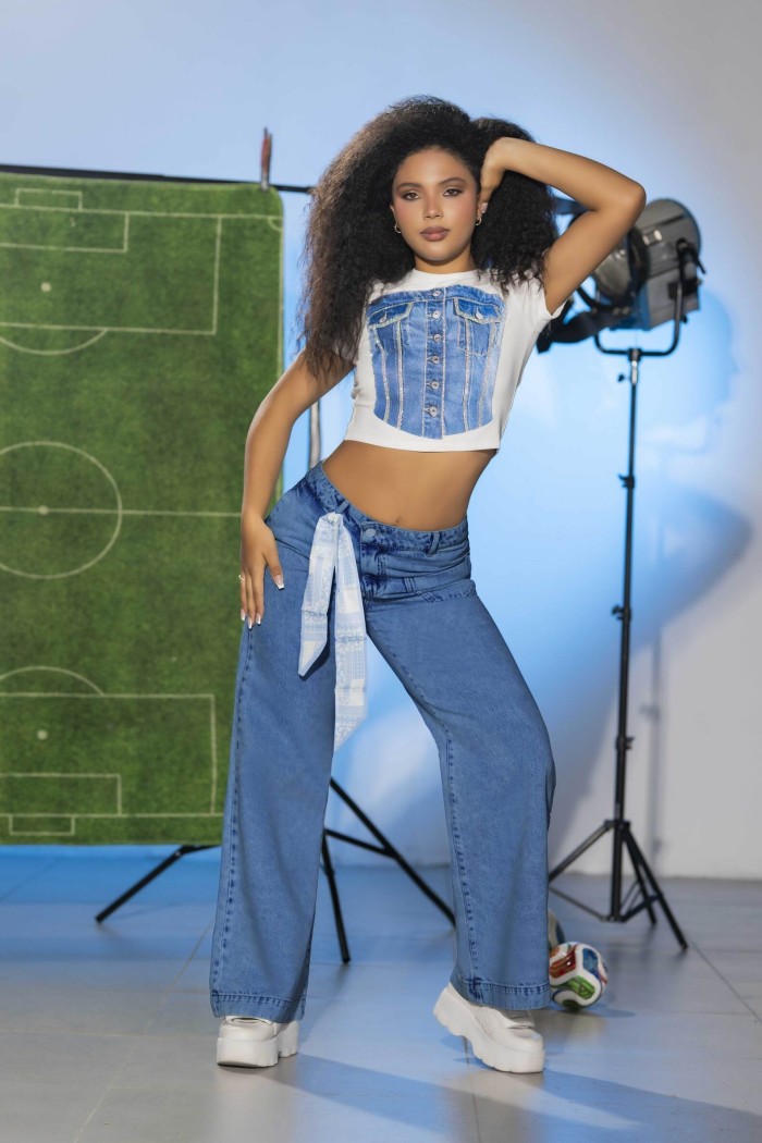 Pantalón Tipo Wideleg - Estilo Urbano Moderno - Tono Oscuro
